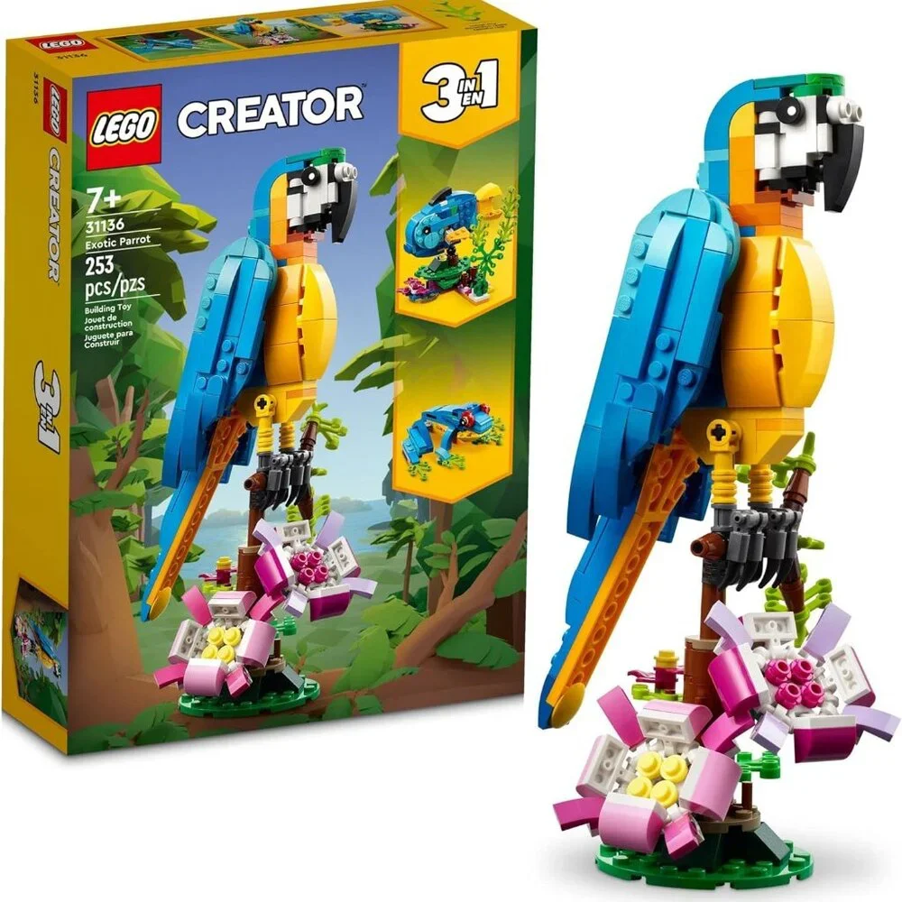 Lego Creator 3in1 Exotic Parrot Macaw Fish Frog Lego Set 253 Pieces EASTER GIFT - Picture 8 of 15